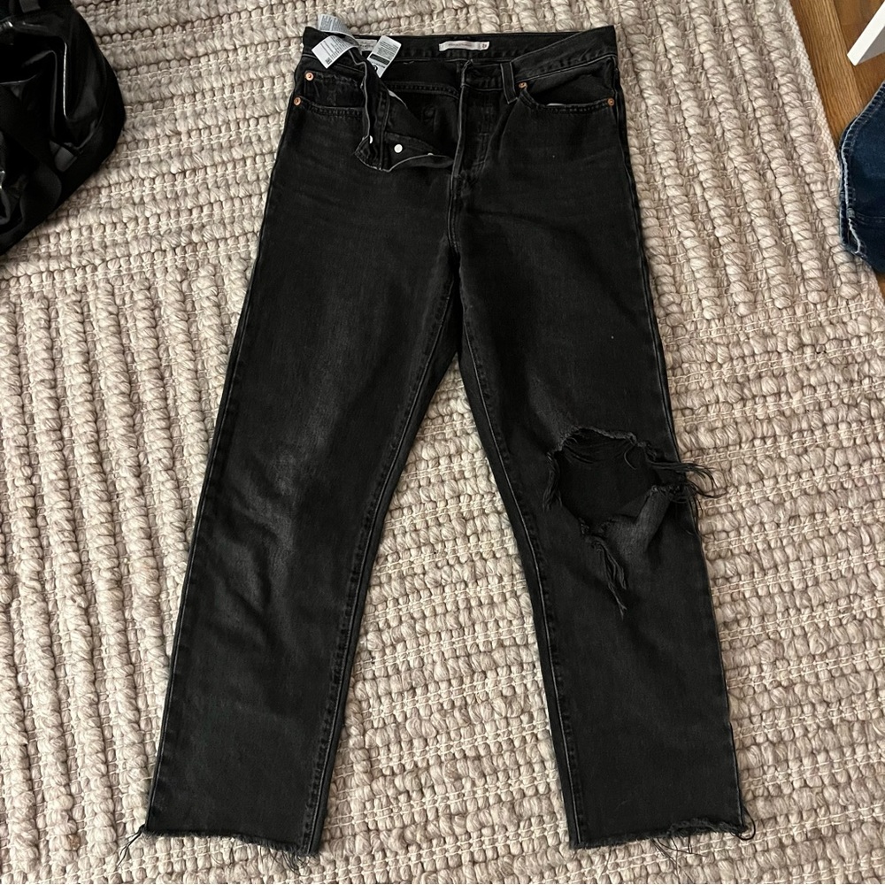 Levi's Wedge Straight Black Ripped Jeans